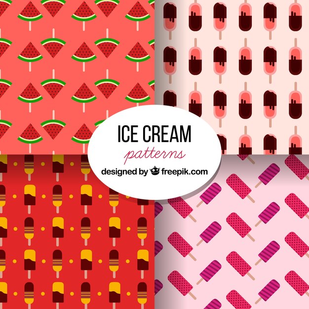 フラットデザインのアイスクリーム色のパターン