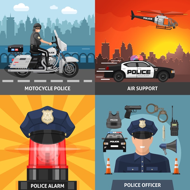 Colored Police Icon Set