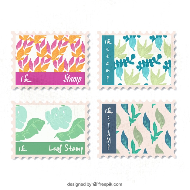 Free vector colored post stamp collection