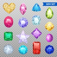 colored realistic and isolated gemstones transparent icon set precious stones shimmer and shine 