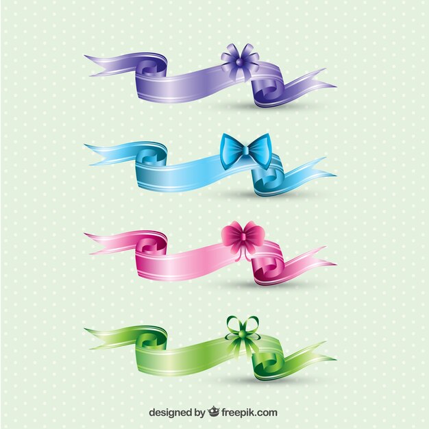 Free Vector  Christmas big red ribbons set