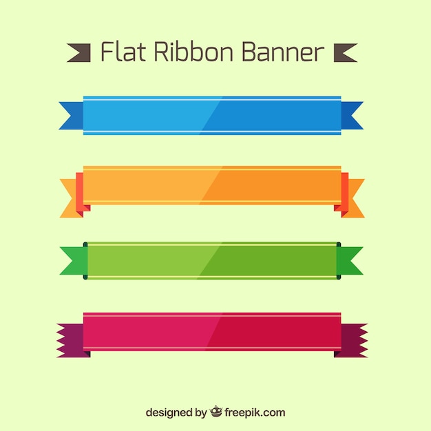 Free vector colored ribbons set in flat design