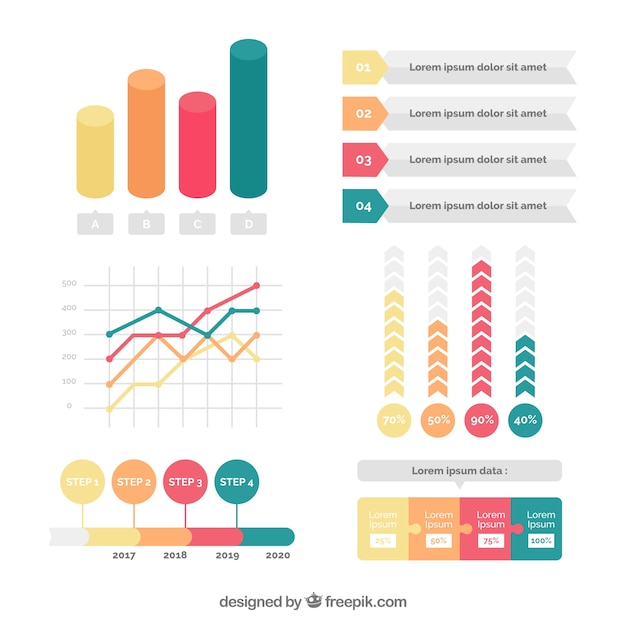 훌륭한 infographic 요소의 컬러 세트