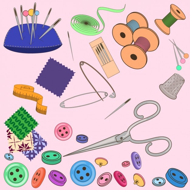 Free Vector colored sewing elements collection