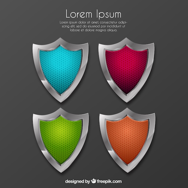 Free vector colored shields