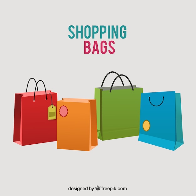 Colored shopping bags