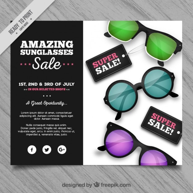 Free vector colored sunglasses sale flyer