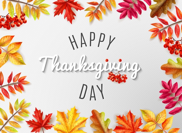 Colored thanksgiving day greeting card with felicitation at the center happy thanksgiving day vector illustration