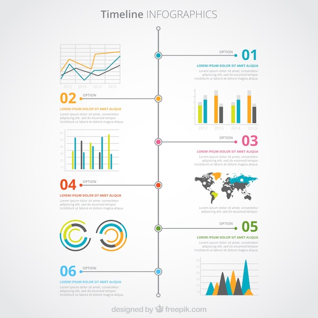 Free vector colored timeline infographic