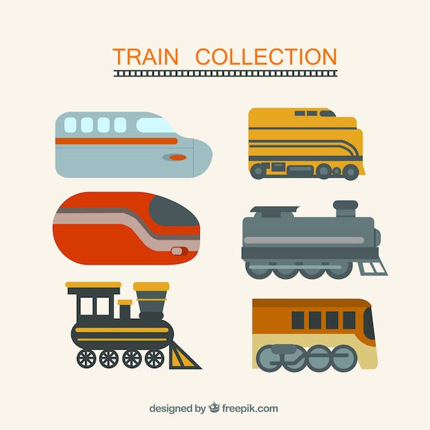 Free vector colored train pack