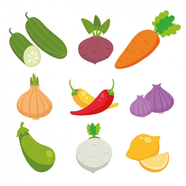 Free vector colored vegetables collection