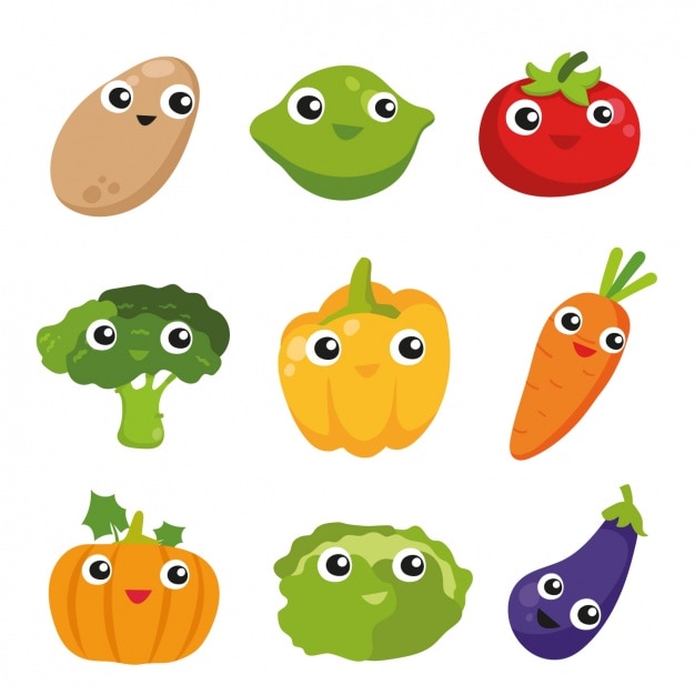 Free vector colored vegetables collection