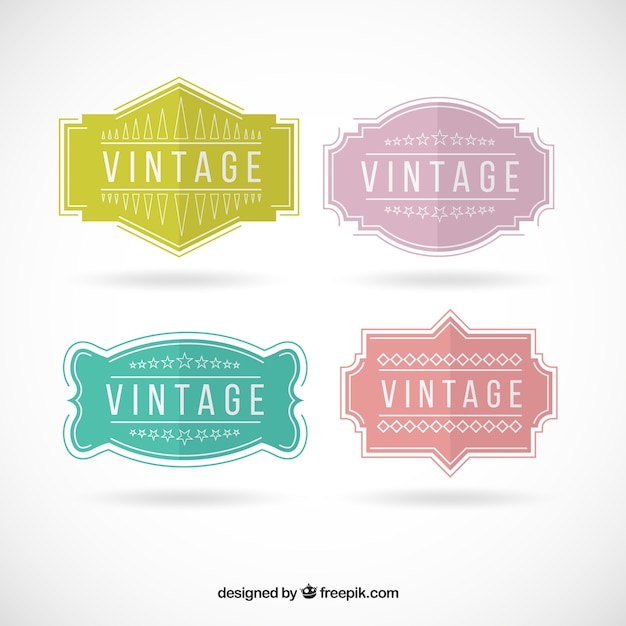 Free vector colored vintage badges