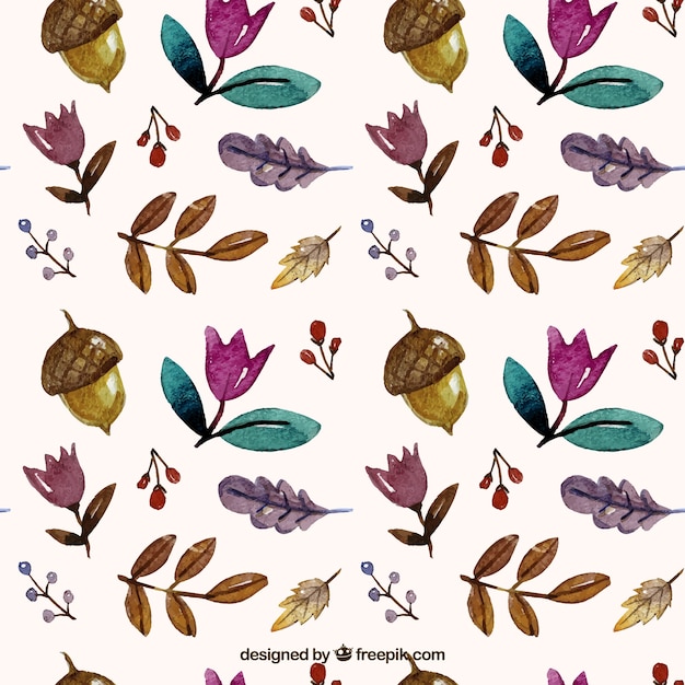 Colored watercolor autumn pattern