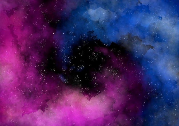 Colored watercolor spiral nebula galaxy background