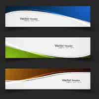 Free vector colored waves banners set