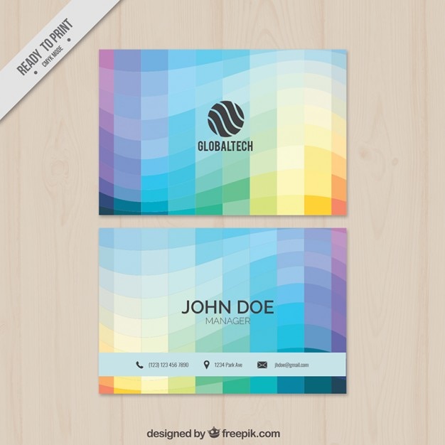 Free vector colored wavy squares business card