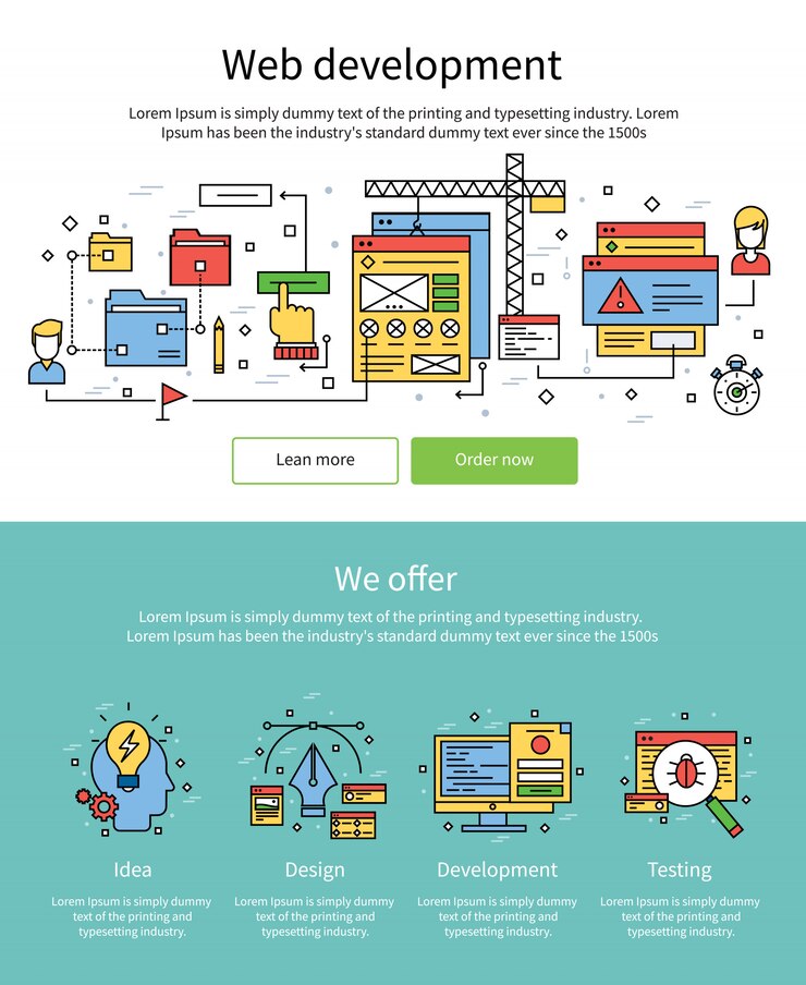 Free Vector colored web development banner set