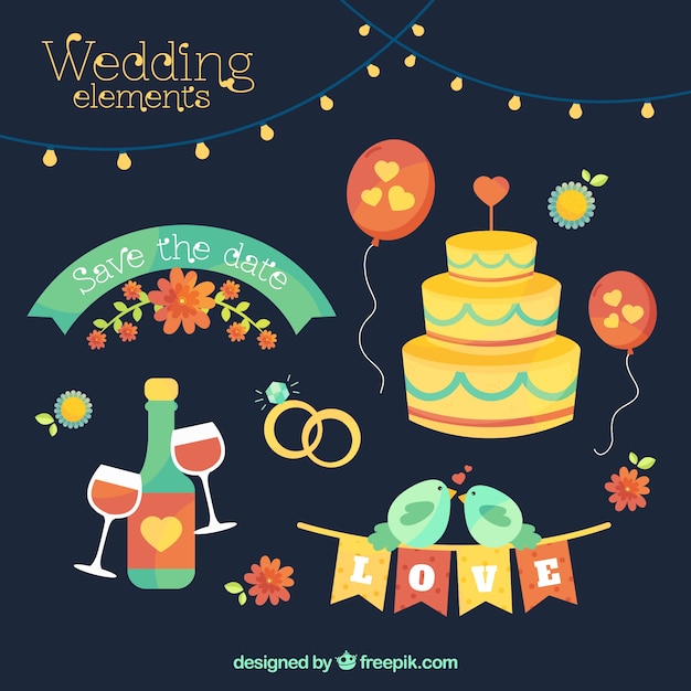 Colored wedding element collection