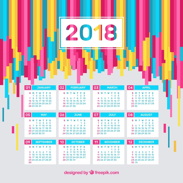 Colorful 2018 calendar