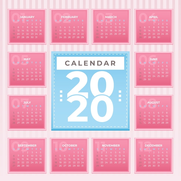 Free vector colorful 2020 calendar template