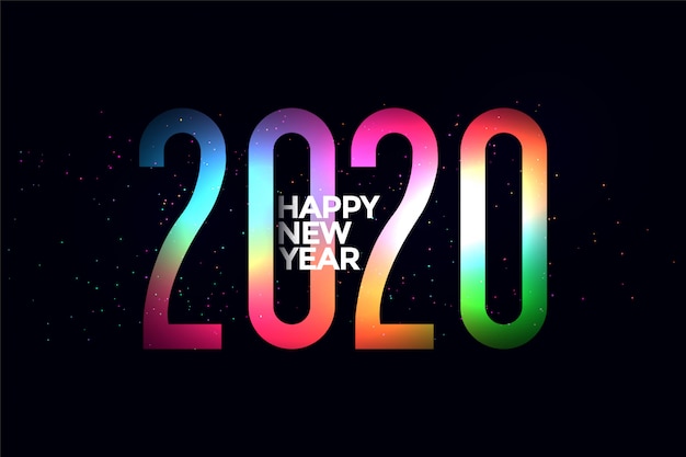 Free vector colorful 2020 glowing happy new year