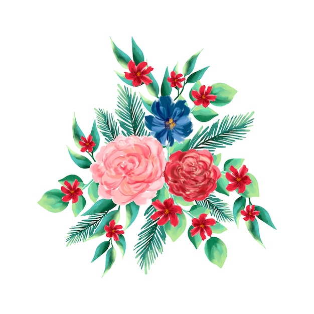 Бесплатное векторное изображение Красочный 2d цветочный букет