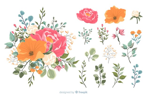 Free Vector colorful 2d floral bouquet