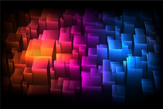 Colorful 3d background with different sized cubes