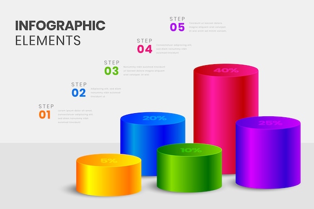 Colorful 3d bars infographic