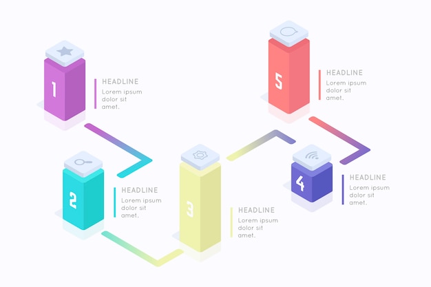 Free vector colorful 3d bars infographic