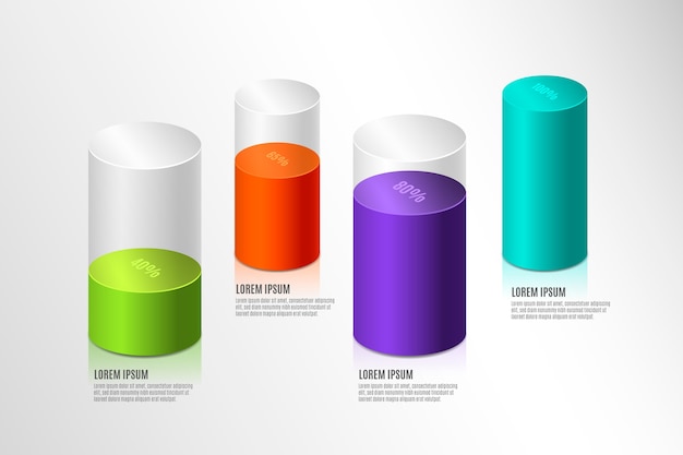 Free vector colorful 3d bars infographic