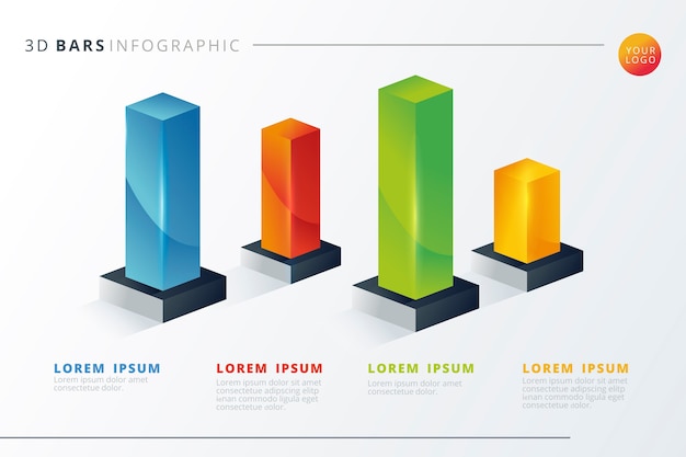 Colorful 3d bars infographic