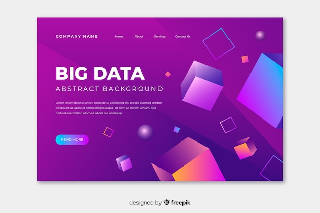 Free vector colorful 3d geometric landing page