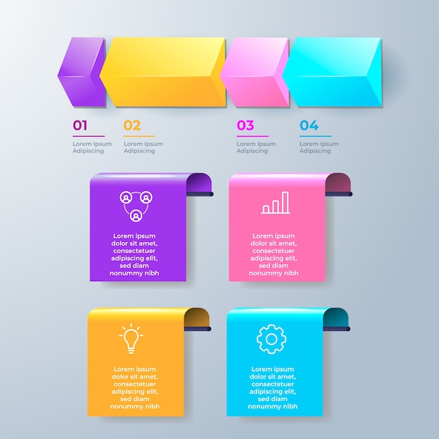 Free vector colorful 3d glossy infographic