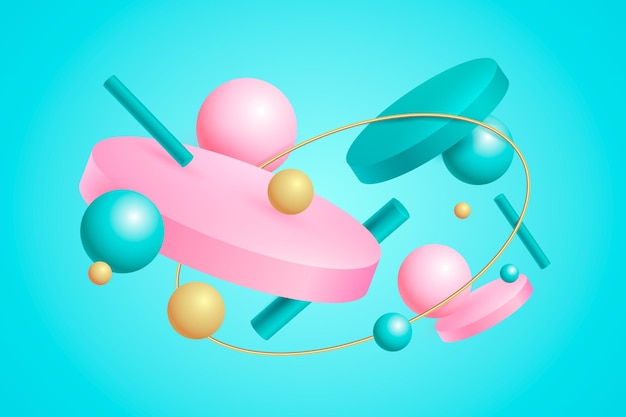 Colorful 3d shapes floating background