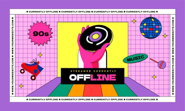 Colorful 90s party twitch background