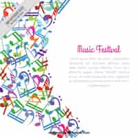 Free vector colorful abstract background of musical notes