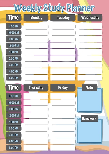 Weekly schedule template Vectors & Illustrations for Free Download ...