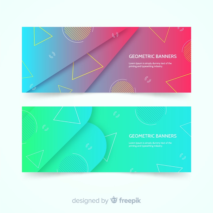 Free Vector colorful abstract banners with geometric design