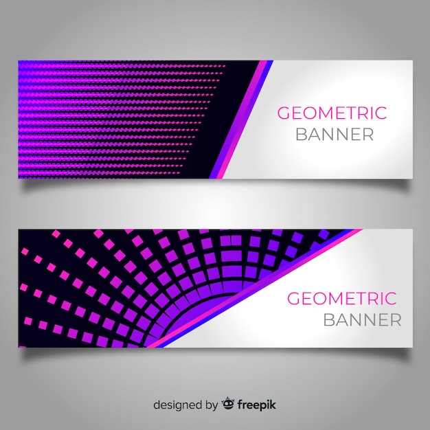 Colorful abstract banners with geometric design