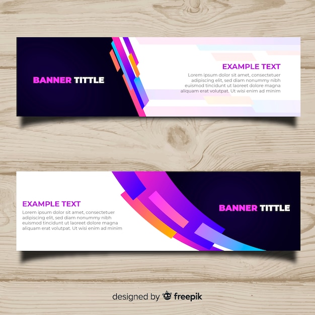 Colorful abstract banners with geometric design