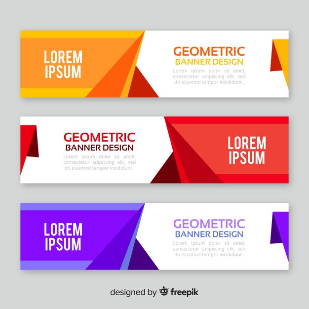 Colorful abstract banners with geometric design