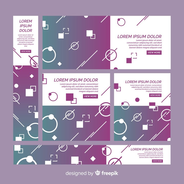 Free Vector colorful abstract banners with geometric shapes