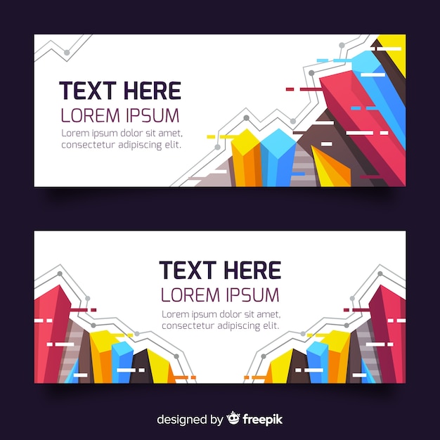 Colorful abstract banners with geometric shapes