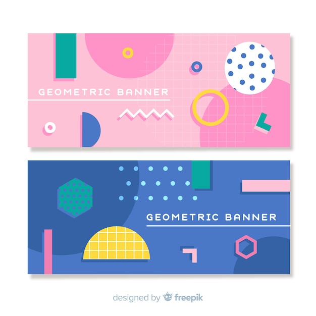 Free vector colorful abstract banners with geometric shapes