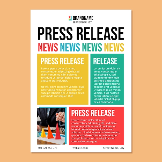 Free vector colorful abstract company rebranding press release