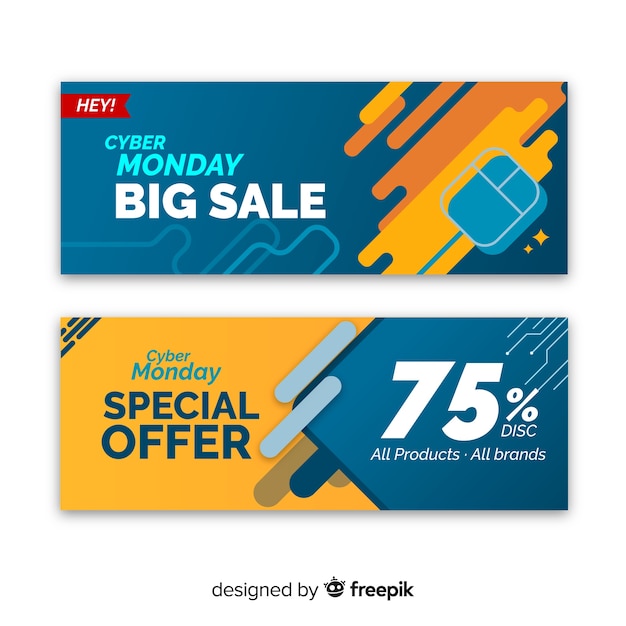 Colorful abstract cyber monday sale banner set