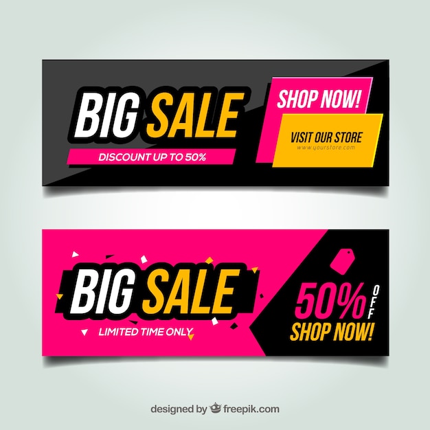 Free vector colorful and abstract discount banners