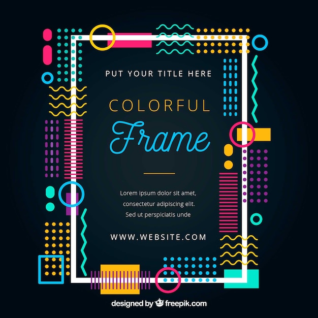 Free vector colorful abstract frame in memphis style